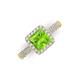 3 - Emily Classic 6.50 mm Princess Cut Peridot and Round Diamond Micro Pave Tapered Shank Halo Engagement Ring 