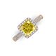 3 - Emily Classic 6.50 mm Princess Cut Chatham Created Yellow Sapphire and Round Natural Diamond Micro Pave Tapered Shank Halo Engagement Ring 