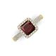 3 - Emily Classic 6.50 mm Princess Cut Red Garnet and Round Diamond Micro Pave Tapered Shank Halo Engagement Ring 