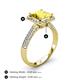 4 - Emily Classic 6.50 mm Princess Cut Chatham Created Yellow Sapphire and Round Natural Diamond Micro Pave Tapered Shank Halo Engagement Ring 