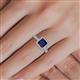 5 - Emily Classic 6.50 mm Princess Cut Chatham Created Blue Sapphire and Round Natural Diamond Micro Pave Tapered Shank Halo Engagement Ring 