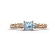 1 - Lyla Classic Princess Cut Aquamarine and Diamond Braided Shank Three Stone Engagement Ring 