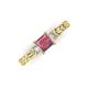 3 - Lyla Classic Princess Cut Rhodolite Garnet and Diamond Braided Shank Three Stone Engagement Ring 