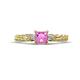 1 - Lyla Classic Princess Cut Lab Created Pink Sapphire and Diamond Braided Shank Three Stone Engagement Ring 