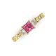 3 - Lyla Classic Princess Cut Pink Tourmaline and Diamond Braided Shank Three Stone Engagement Ring 