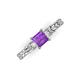 3 - Lyla Classic Princess Cut Amethyst and Diamond Braided Shank Three Stone Engagement Ring 