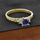 2 - Lyla Classic Princess Cut Iolite and Diamond Braided Shank Three Stone Engagement Ring 