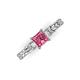 3 - Lyla Classic Princess Cut Pink Tourmaline and Diamond Braided Shank Three Stone Engagement Ring 
