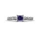 1 - Lyla Classic Princess Cut Iolite and Diamond Braided Shank Three Stone Engagement Ring 