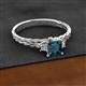 2 - Lyla Classic Princess Cut London Blue Topaz and Diamond Braided Shank Three Stone Engagement Ring 