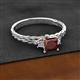 2 - Lyla Classic Princess Cut Red Garnet and Diamond Braided Shank Three Stone Engagement Ring 