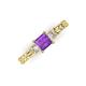 3 - Lyla Classic Princess Cut Amethyst and Diamond Braided Shank Three Stone Engagement Ring 