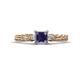1 - Lyla Classic Princess Cut Iolite and Diamond Braided Shank Three Stone Engagement Ring 