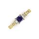 3 - Lyla Classic Princess Cut Iolite and Diamond Braided Shank Three Stone Engagement Ring 