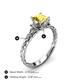 4 - Lyla Classic Princess Cut Lab Created Lab Created Yellow Sapphire and Diamond Braided Shank Three Stone Engagement Ring 