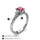4 - Lyla Classic Princess Cut Pink Tourmaline and Diamond Braided Shank Three Stone Engagement Ring 