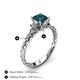 4 - Lyla Classic Princess Cut London Blue Topaz and Diamond Braided Shank Three Stone Engagement Ring 