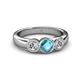 2 - Naava London Blue Topaz and Lab Grown Diamond Three Stone Engagement Ring 