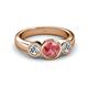 2 - Naava Pink Tourmaline and Lab Grown Diamond Three Stone Engagement Ring 