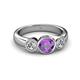 2 - Naava Amethyst and Lab Grown Diamond Three Stone Engagement Ring 