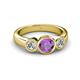 2 - Naava Amethyst and Lab Grown Diamond Three Stone Engagement Ring 