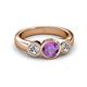 2 - Naava Amethyst and Lab Grown Diamond Three Stone Engagement Ring 