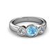 2 - Naava Blue Topaz and Lab Grown Diamond Three Stone Engagement Ring 