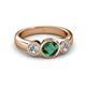 2 - Naava Emerald and Lab Grown Diamond Three Stone Engagement Ring 