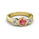 2 - Naava Pink Tourmaline and Lab Grown Diamond Three Stone Engagement Ring 