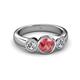 2 - Naava Pink Tourmaline and Lab Grown Diamond Three Stone Engagement Ring 