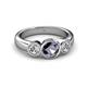 2 - Naava Iolite and Lab Grown Diamond Three Stone Engagement Ring 