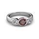 2 - Naava Red Garnet and Lab Grown Diamond Three Stone Engagement Ring 