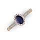 3 - Emily Classic Oval Cut Blue Sapphire and Round Diamond Micro Pave Tapered Shank Halo Engagement Ring 