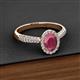 2 - Emily Classic Oval Cut Rhodolite Garnet and Round Diamond Micro Pave Tapered Shank Halo Engagement Ring 