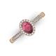 3 - Emily Classic Oval Cut Rhodolite Garnet and Round Diamond Micro Pave Tapered Shank Halo Engagement Ring 
