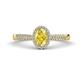 1 - Emily Classic Oval Cut Yellow Sapphire and Round Diamond Micro Pave Tapered Shank Halo Engagement Ring 