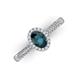3 - Emily Classic Oval Cut London Blue Topaz and Round Diamond Micro Pave Tapered Shank Halo Engagement Ring 