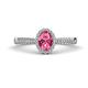 1 - Emily Classic Oval Cut Pink Tourmaline and Round Diamond Micro Pave Tapered Shank Halo Engagement Ring 