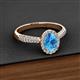 2 - Emily Classic Oval Cut Blue Topaz and Round Diamond Micro Pave Tapered Shank Halo Engagement Ring 