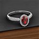 2 - Emily Classic Oval Cut Red Garnet and Round Diamond Micro Pave Tapered Shank Halo Engagement Ring 
