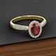 2 - Emily Classic Oval Cut Red Garnet and Round Diamond Micro Pave Tapered Shank Halo Engagement Ring 
