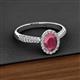 2 - Emily Classic Oval Cut Rhodolite Garnet and Round Diamond Micro Pave Tapered Shank Halo Engagement Ring 