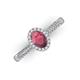 3 - Emily Classic Oval Cut Rhodolite Garnet and Round Diamond Micro Pave Tapered Shank Halo Engagement Ring 
