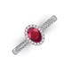 3 - Emily Classic Oval Cut Ruby and Round Diamond Micro Pave Tapered Shank Halo Engagement Ring 