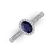 3 - Emily Classic Oval Cut Blue Sapphire and Round Diamond Micro Pave Tapered Shank Halo Engagement Ring 