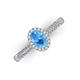 3 - Emily Classic Oval Cut Blue Topaz and Round Diamond Micro Pave Tapered Shank Halo Engagement Ring 