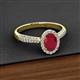2 - Emily Classic Oval Cut Ruby and Round Diamond Micro Pave Tapered Shank Halo Engagement Ring 