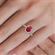 5 - Emily Classic Oval Cut Ruby and Round Diamond Micro Pave Tapered Shank Halo Engagement Ring 