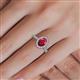 5 - Emily Classic Oval Cut Ruby and Round Diamond Micro Pave Tapered Shank Halo Engagement Ring 