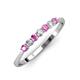 3 - Reina 2.60 mm Pink Sapphire and Diamond 7 Stone Wedding Band 